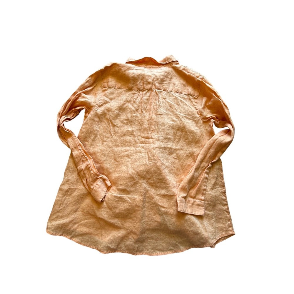 J. Jill Love Linen Apricot Orange 100% Linen Button Down Shirt Womens Medium - Picture 2 of 5
